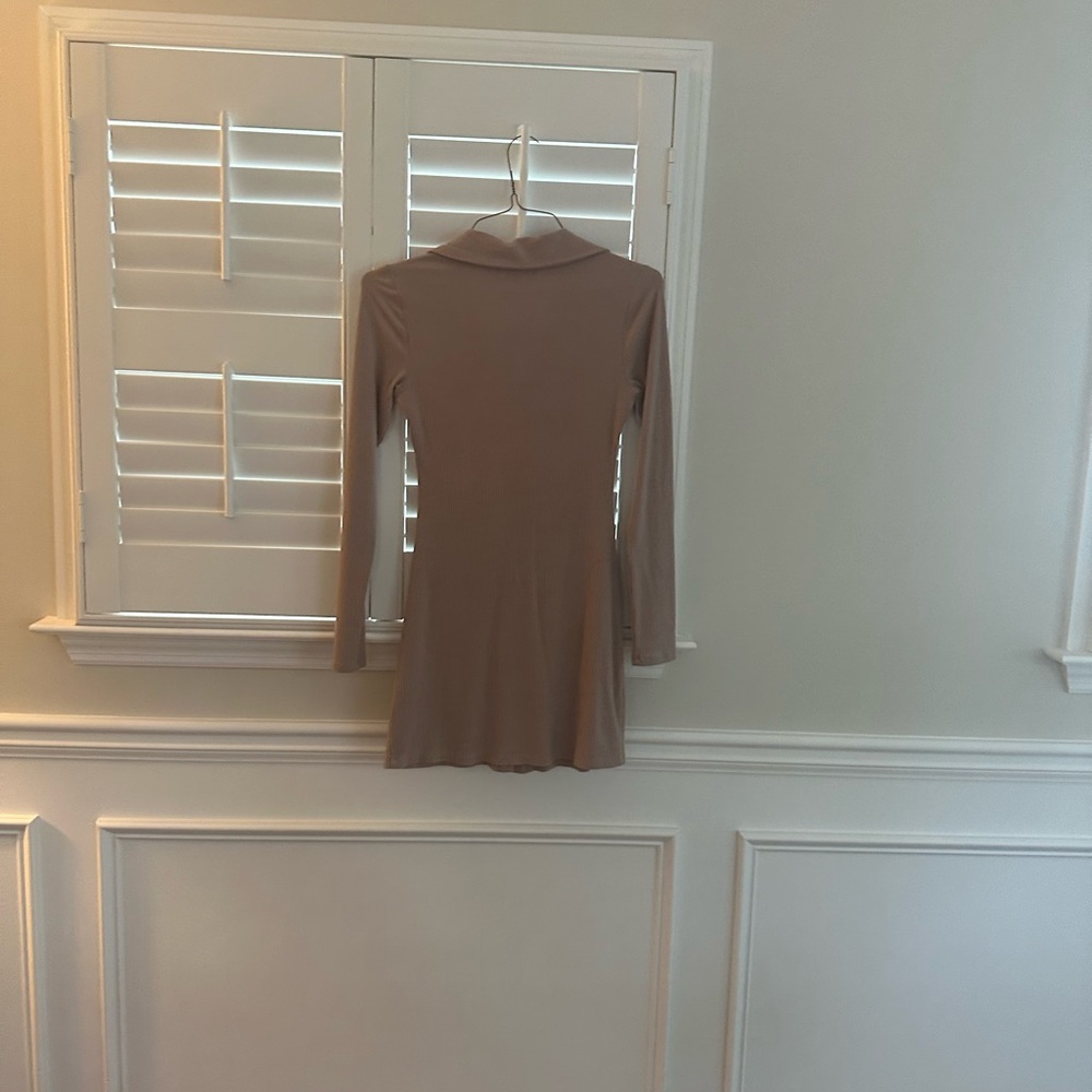 Tan Ribbed Button-Up Dress - Picture 11 of 11